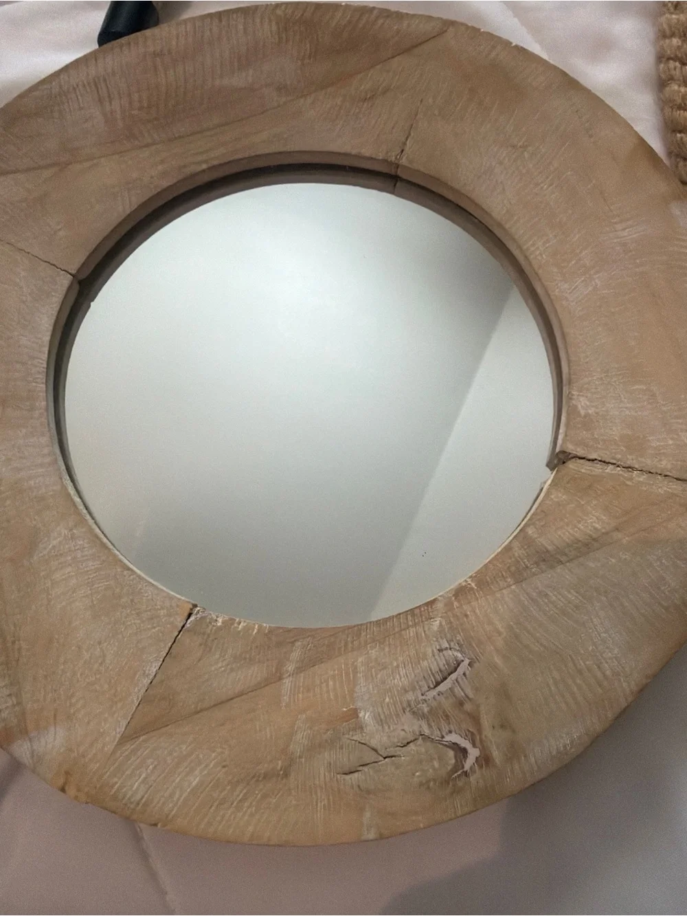 Hobby Lobby Rustic Round Wood Rope Hanging Mirror in Natural Brown